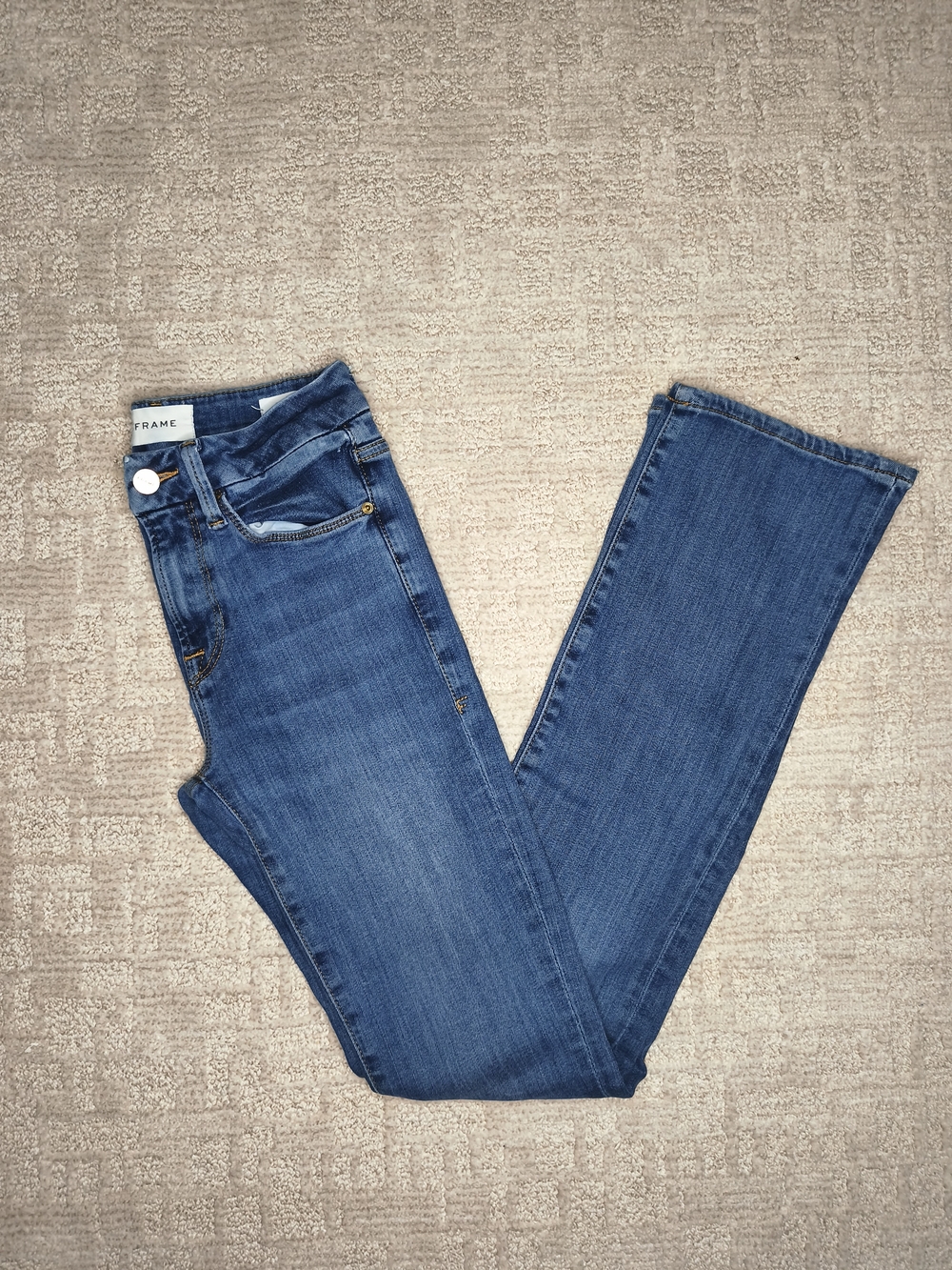 FRAME Le Mini Boot Jeans Womens Size 24 Blue Medium Wash Stretch Bootcut Denim